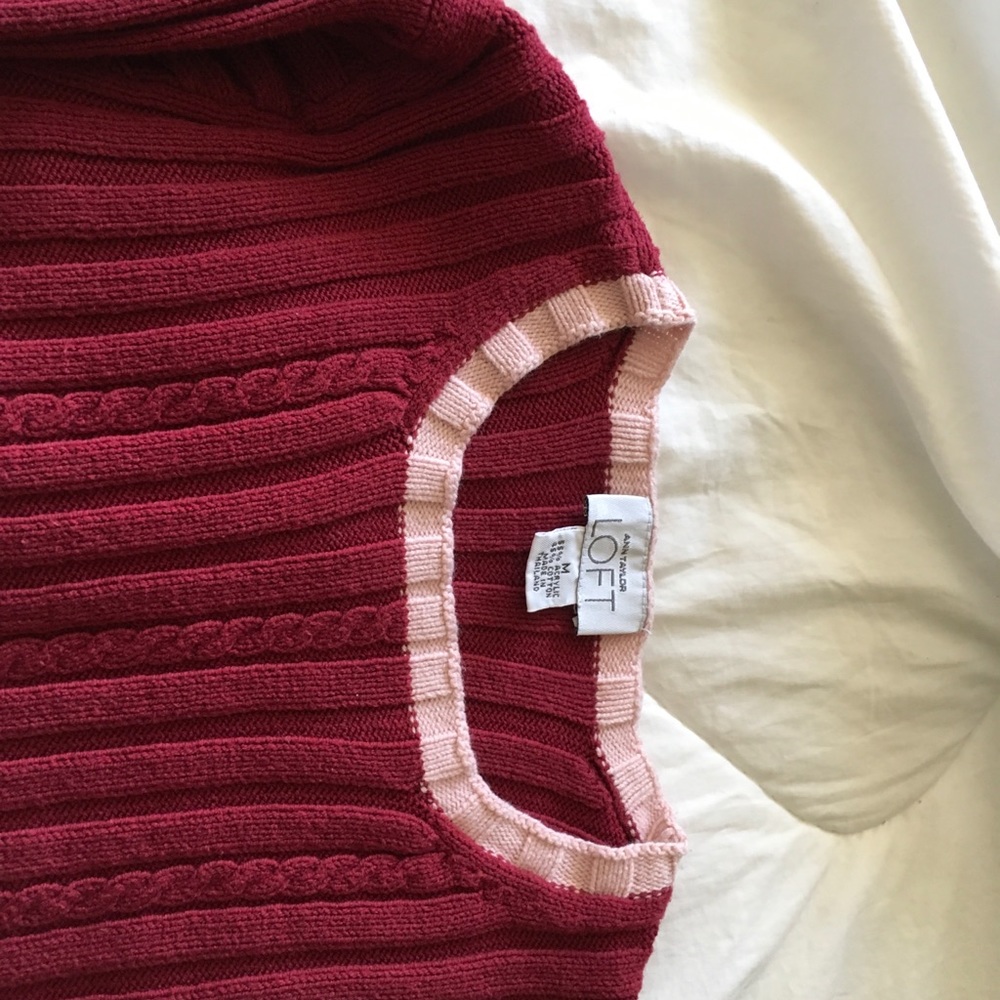 Ann Taylor Loft Ribbed Red Sweater - Picture 2 of 2